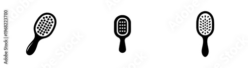 Silhouette of a Brush: A Detailed Hairbrush with an Oval Head Filled with Bristles