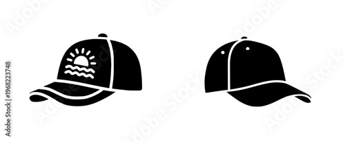 Vintage Baseball Cap with Sunburst Design, Adjustable Back Strap, and Hole for Sunglasses