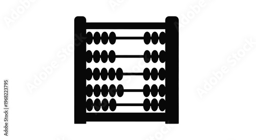 Simple black abacus design with rows of beads a stark silhouette