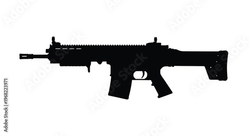 Black rifle weapon displayed in a stark dramatic silhouette