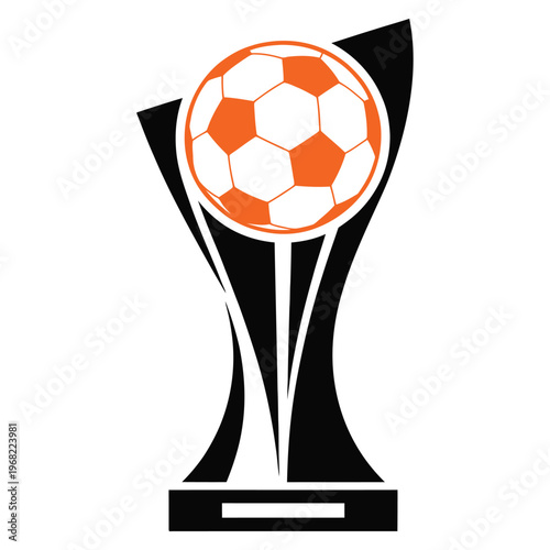 Champions trophy for winner award logo design, hand drawn vector illustration in black and white, minimalist style