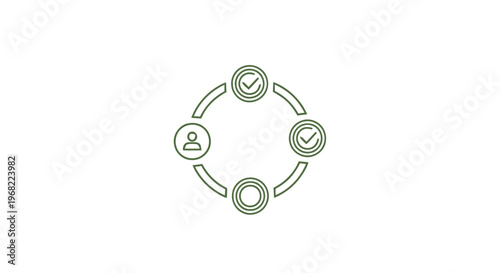 Circular Process Diagram with Person and Checkmark Icons.