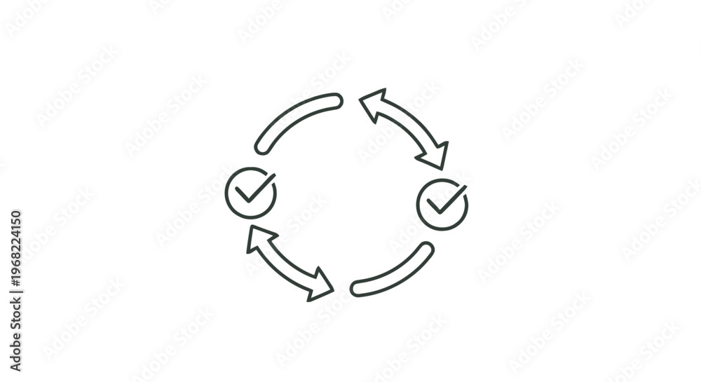 Obraz premium Circular Process Flow Diagram with Check Marks on White.
