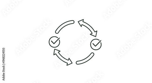 Circular Process Flow Diagram with Check Marks on White.