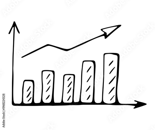 Hand Drawn Growth Chart Graph Doodle Icon Business Analytics Finance Illustration