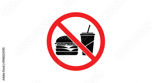 No food or drinks allowed depicted with a stark silhouette