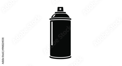 A black spray paint can depicted in stark silhouette