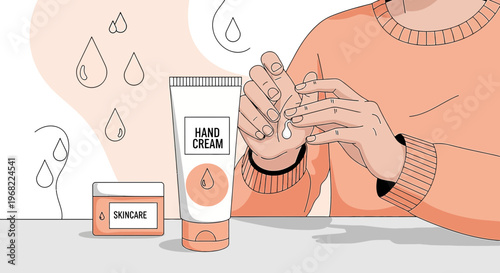Hand Cream Skincare Application, Moisturizing Lotion for Dry Skin