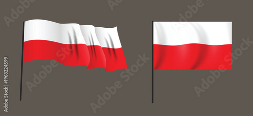 Polish flag waving and static national symbol for P