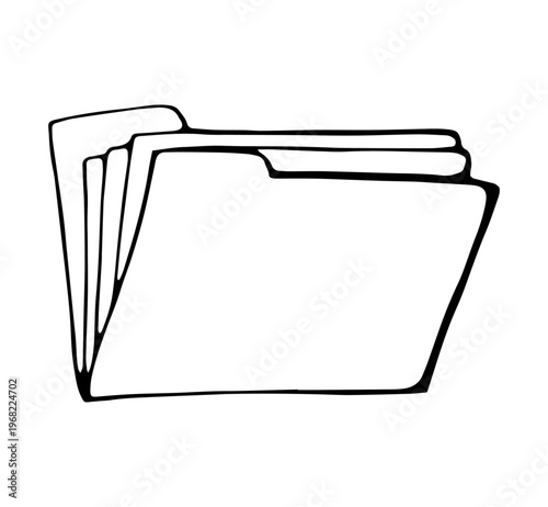 Hand Drawn Folder File Storage Doodle Icon Office Document Organization Illustration