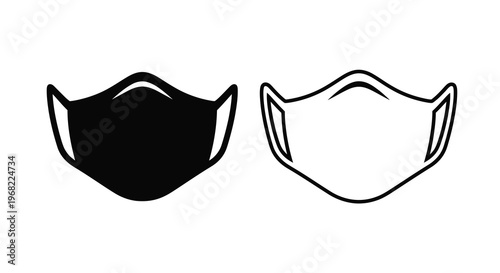 Two face masks one black and one white shown as a silhouette