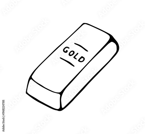 Hand Drawn Gold Bar Doodle Icon Simple Finance Wealth Investment Illustration