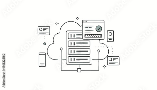 Cloud Computing Infrastructure with Data Storage and Network Connectivity.