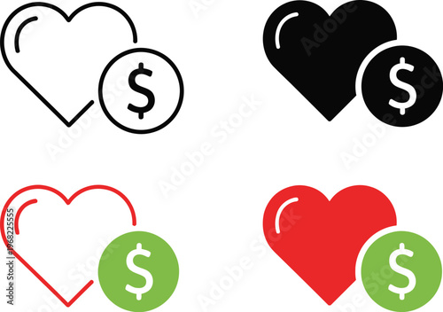 Vector graphic illustration set for monetization of social media likes