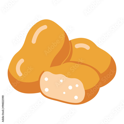 Golden Brown Bread Loaf and Sliced Crumbs Close Up.