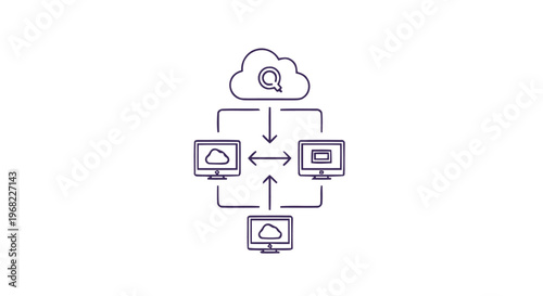 Cloud Computing Network Connecting Devices for Data Storage and Access.