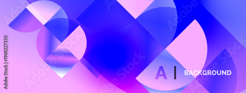 Abstract vibrant background. Overlapping circles create dynamic visual effect. Pink, purple, blue hues dominate composition. Modern design.