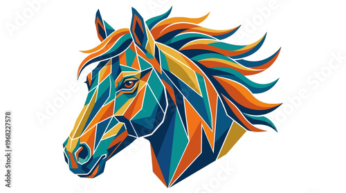Colorful Horse Head Illustration Profile.