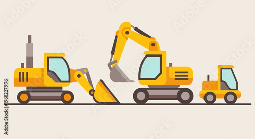 Excavator Collection Heavy Machinery for Construction and Digging Projects