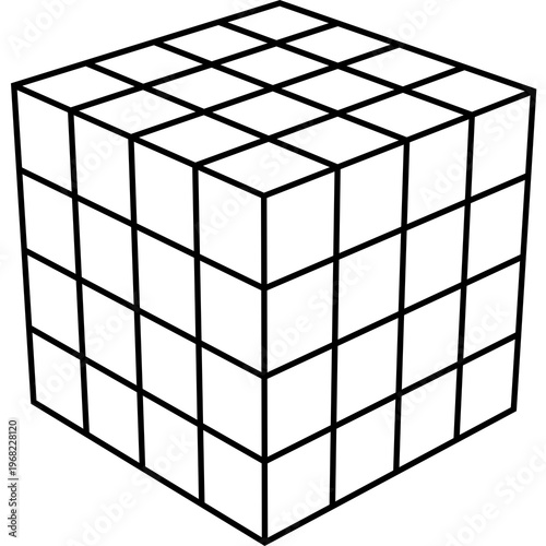 Wireframe cube structure grid icon