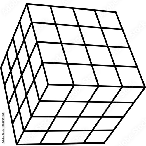Wireframe cube structure grid icon