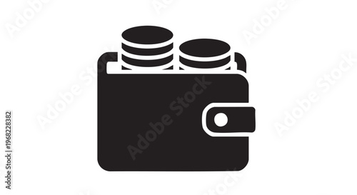 Cryptocurrency Wallet Digital Storage Coins - Black Filled Icon Vector