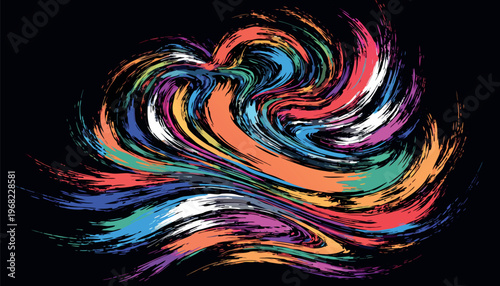Abstract Swirl Energy Background Set with Colorful Spiral Vortex and Paint Splash Elements