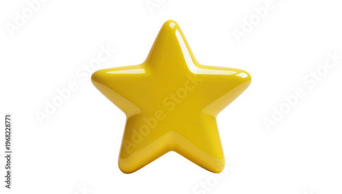Fotografía Bright yellow glossy plastic star shape smooth surface reflecting light, isolate