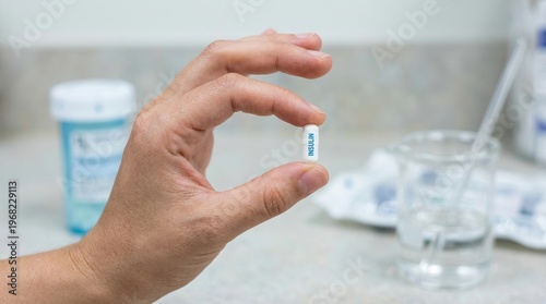 Wallpaper Mural insulin, pill, diabetes, oral, medication, capsule, healthcare professional holding an innovative oral insulin pill for diabetic treatment and blood sugar management in pharmacy. Torontodigital.ca