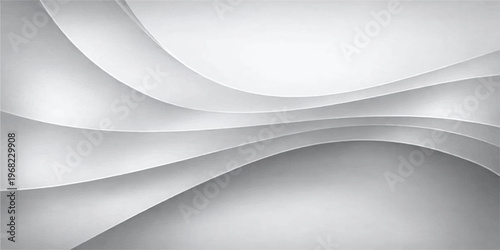Abstract gray background vector featuring futuristic white wave lines and 3d curved patterns for a professional business technology wallpaper design