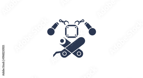 Abstract Motorcycle Silhouette with Handlebars and Engine Design.
