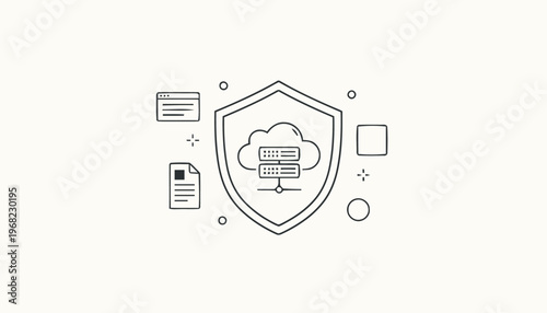Cloud computing security shield icon.