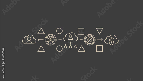 Abstract Digital Cloud Computing Network Data Transfer Illustration.