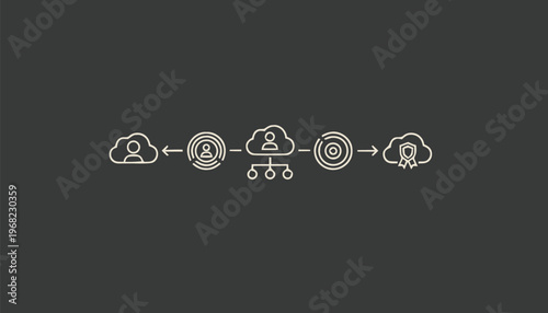 Cloud Computing and Data Security Icons Representing Digital Technology.