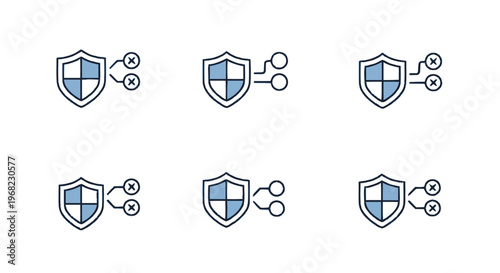 Collection of Six Shield Icons Representing Data Protection and Security.