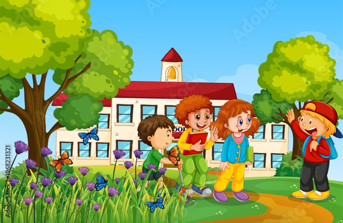 children playing in the garden