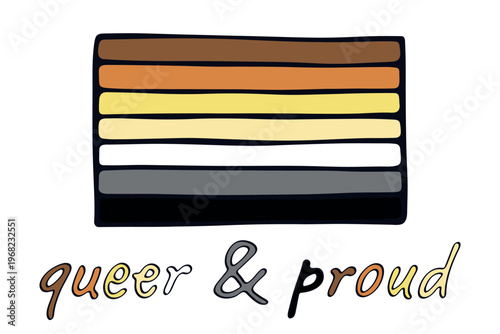 Colorful Bear brotherhood pride flag Happy pride day LGBTQ community Pride Month Vector hand drawn doodle for posters, stickers, logo, cards