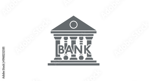 Classic Bank Building Icon Representing Financial Institutions and Banking Services.