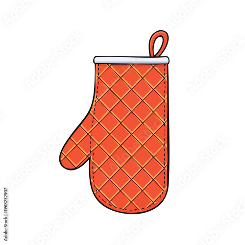 Quilted Orange Oven Mitt with Hanging Loop for Kitchen Safety and Heat Protection