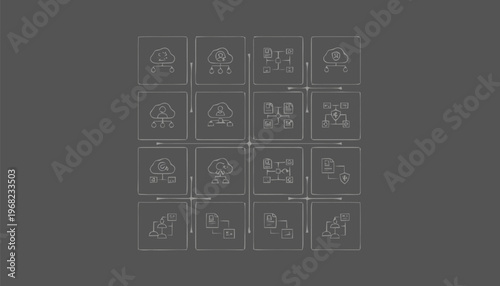 Collection of Zodiac Sign Illustrations in a Grid Pattern.