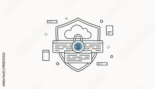 Cloud Security Lock Icon Design.
