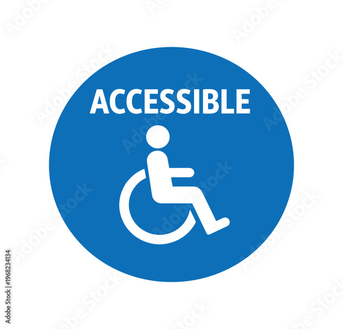 Accessible icon. wheelchair, disability access, mobility, inclusive, ramp, parking, accessible entrance, universal design. flat vector illustration isolated on white background.