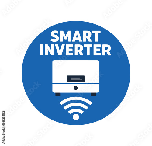 Smart inverter icon. inverter, solar inverter, power management, wifi connectivity, remote monitoring, energy system. flat vector illustration isolated on white background.