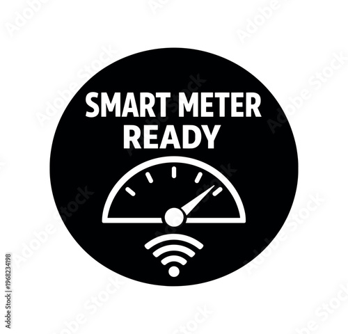 Smart meter ready badge. energy meter, electricity, utility, wireless metering, smart grid, iot, monitoring. flat vector illustration isolated on white background.