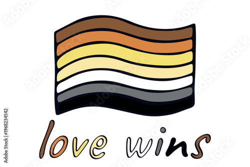 Colorful Bear brotherhood pride flag Happy pride day LGBTQ community Pride Month Vector hand drawn doodle for posters, stickers, logo, cards