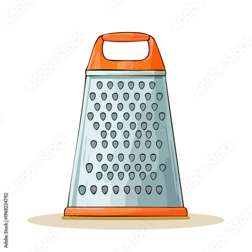 Kitchen Utensil Grater for Food Preparation with Orange Handle and Base
