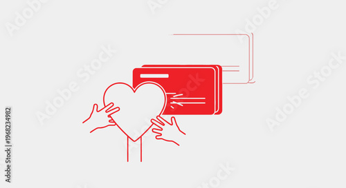 Hands Holding Heart with Credit Cards - Love of Money, Financial Support Concept