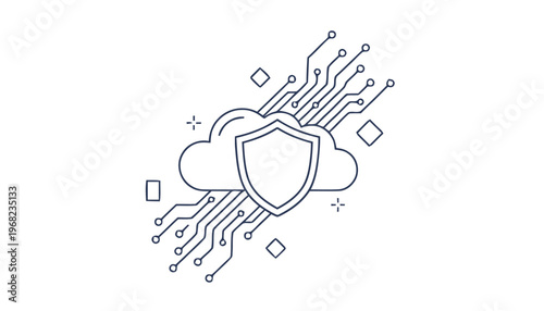 Cloud Security Shield Technology Icon.