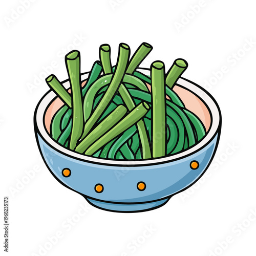 Fresh green beans served in a decorative bowl healthy vegetable side dish illustration