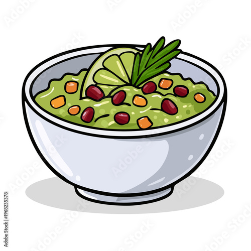 Fresh guacamole in a bowl with lime and cilantro garnish